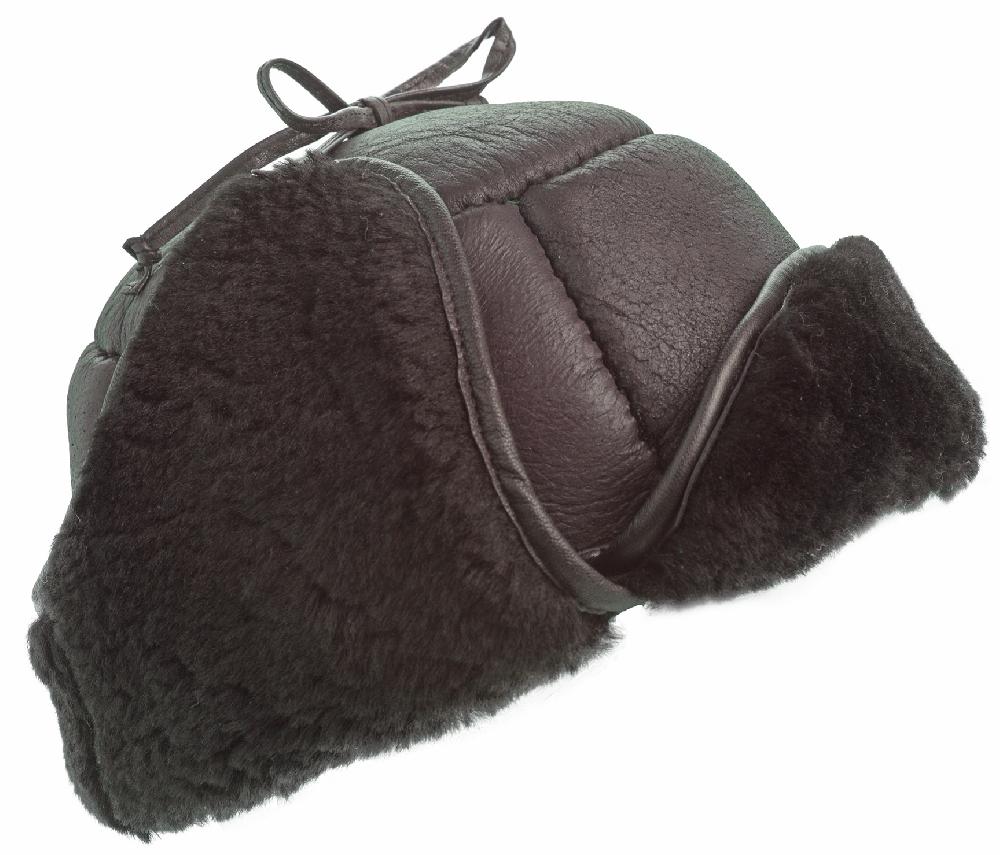 Lambland Luxury Leather And Sheepskin Tie Back Trapper Hat