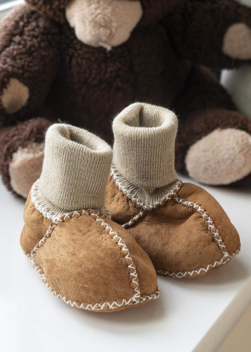 Lambland Luxury Sheepskin Baby Booties With Elastic Tops