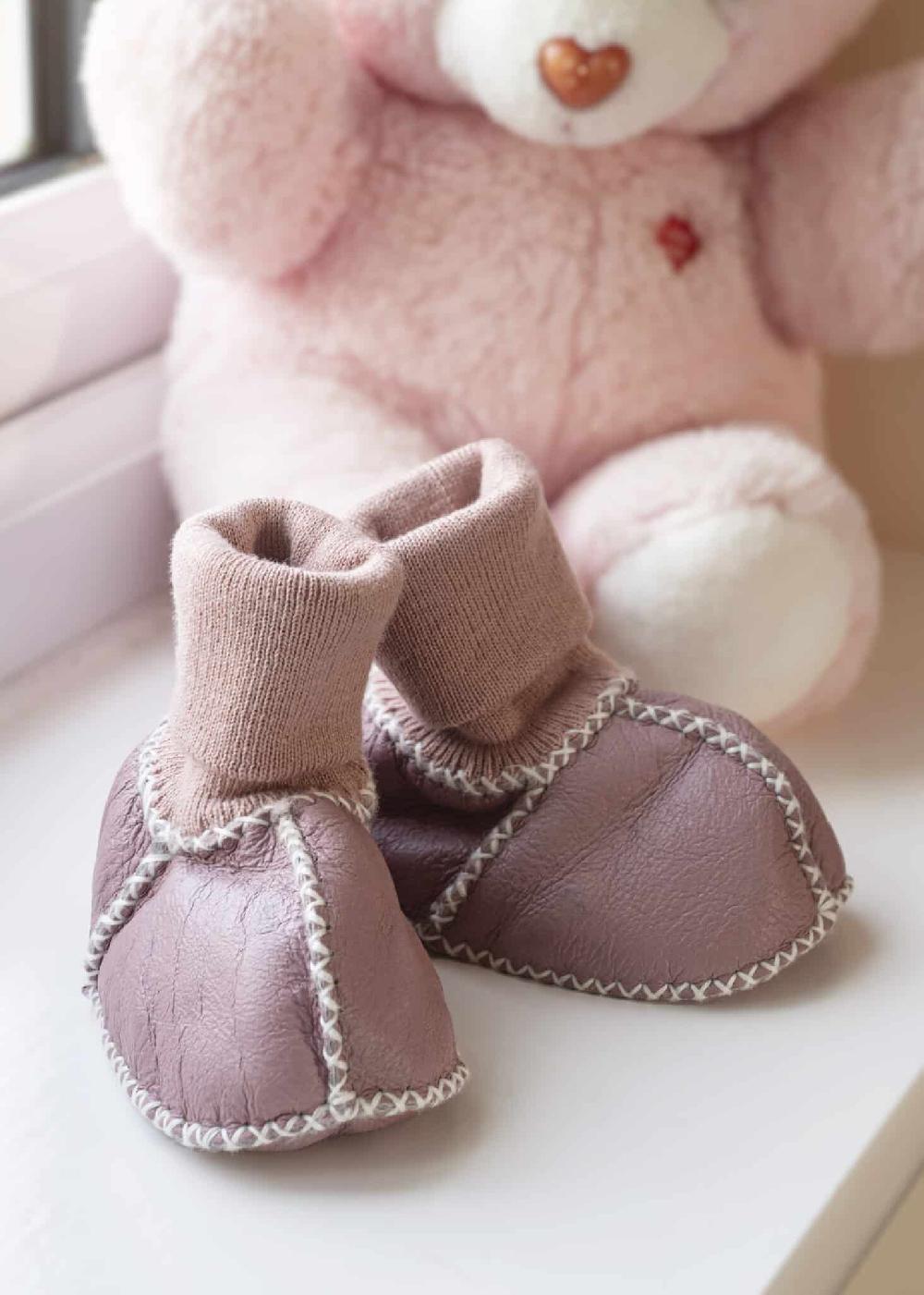 Lambland Luxury Sheepskin Baby Booties With Elastic Tops
