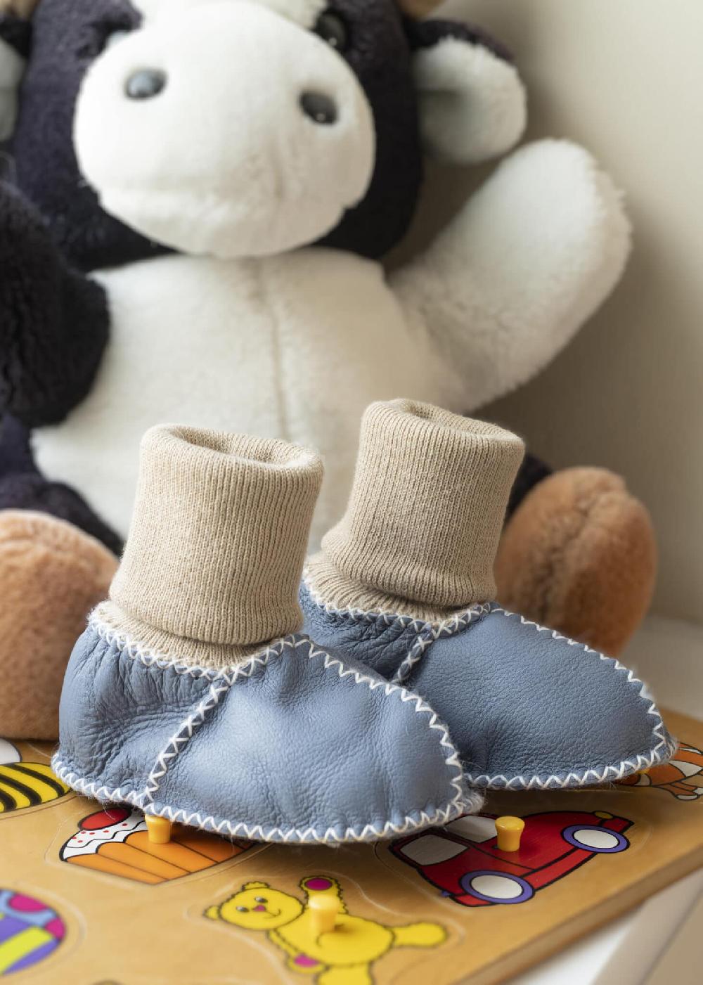 lambland Luxury Sheepskin Baby Booties with Elastic Tops