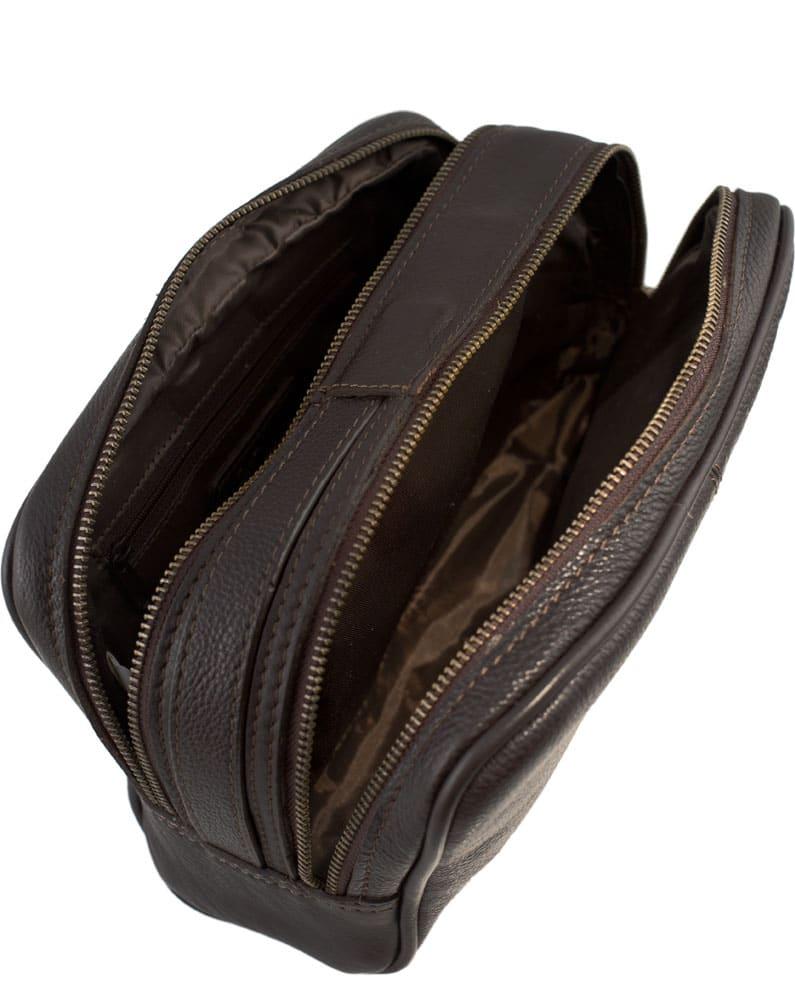 Lambland Luxury Tanned Leather Twin Zipped Toiletry Bag