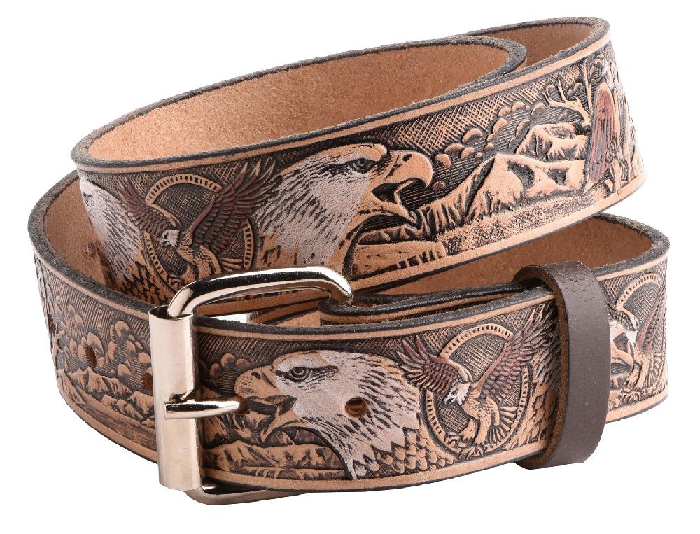 Lambland Men’s 40mm Eagle Pattern Leather Buckle Belt