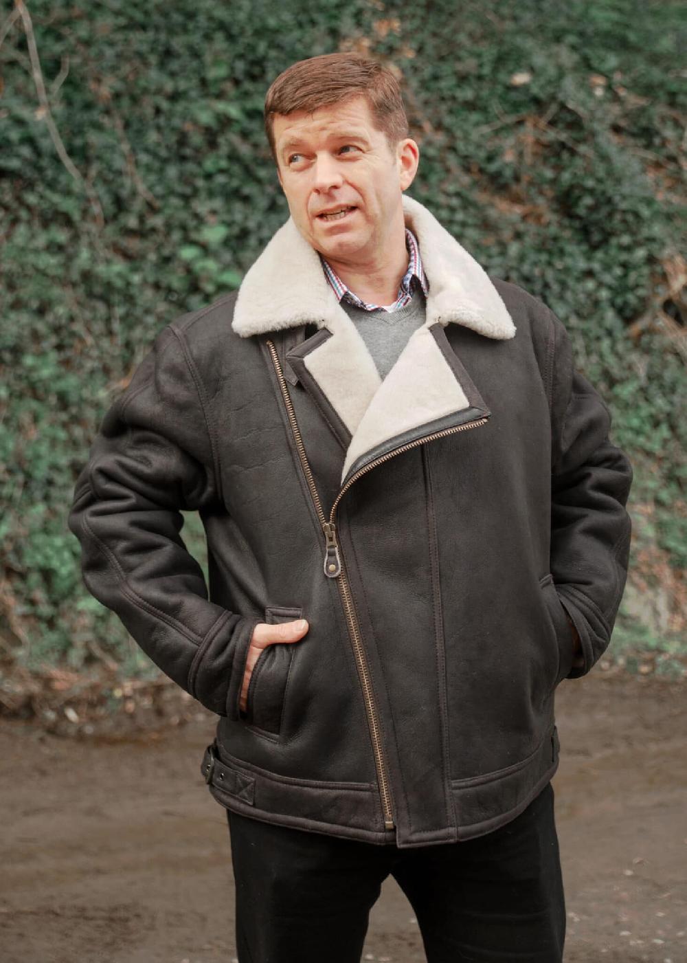 lambland Men’s Aviator Finished Sheepskin Flying Jacket