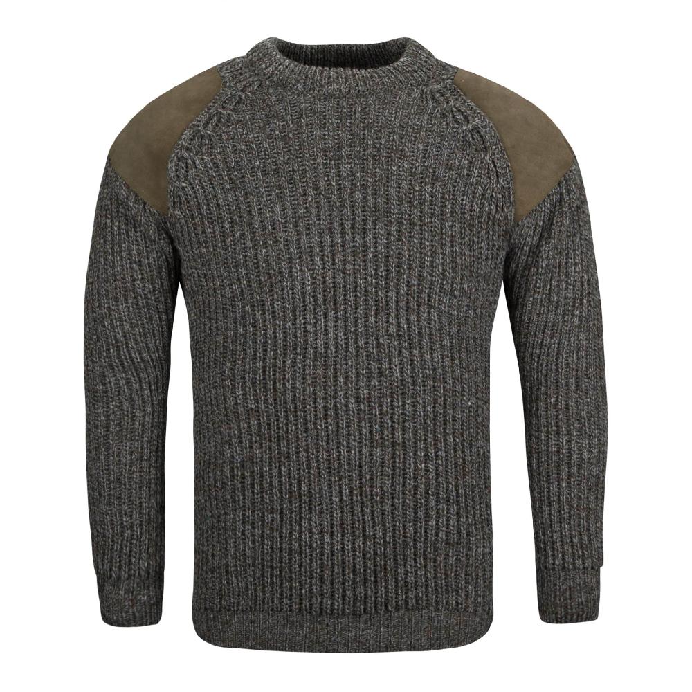 Lambland Men’s British Wool Suede Patch Crew Jumper