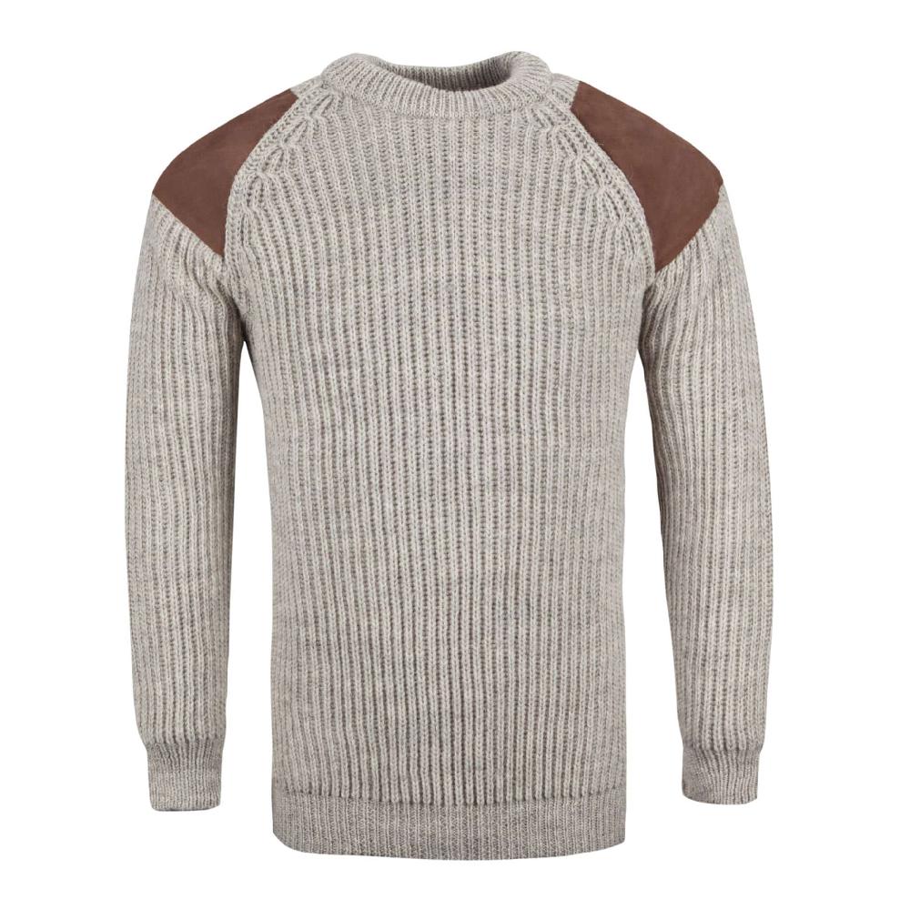 Lambland Men’s British Wool Suede Patch Crew Jumper