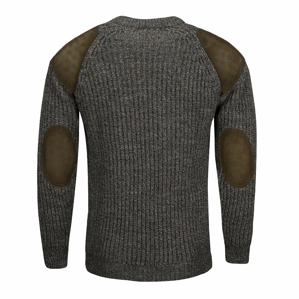 Lambland Men’s British Wool Suede Patch Crew Jumper