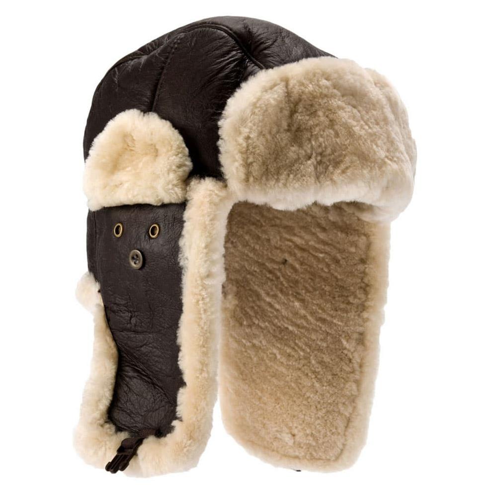 Lambland Men’s Luxury Leather And Sheepskin Flying Hat