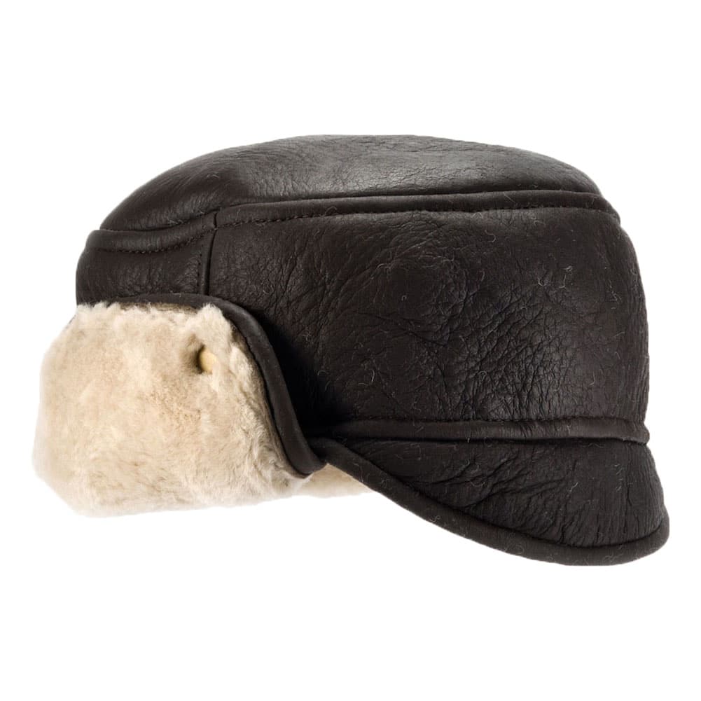 Lambland Men’s Luxury Leather And Sheepskin Peaked Cap