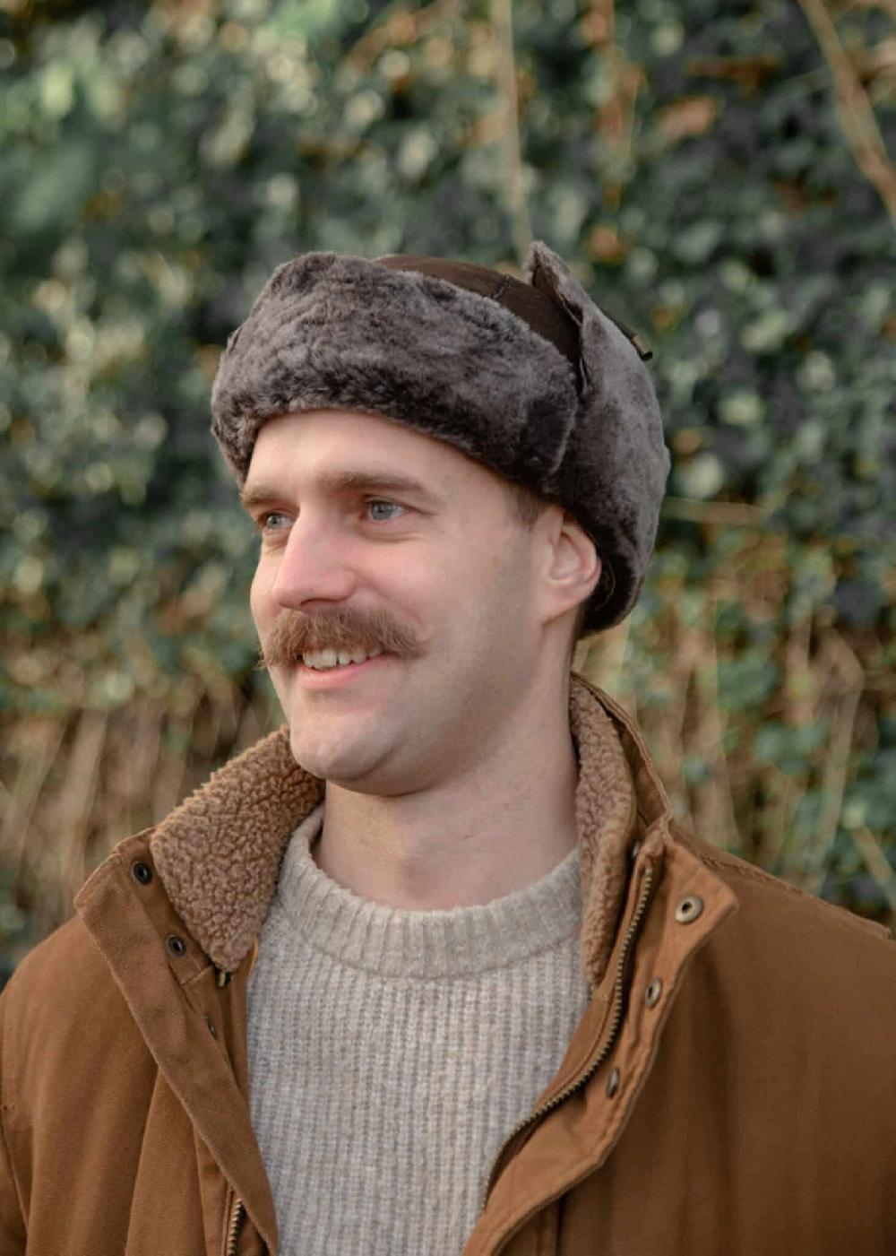 Lambland Men’s Luxury Sheepskin Trapper Hat With Fluffy Ear Flaps