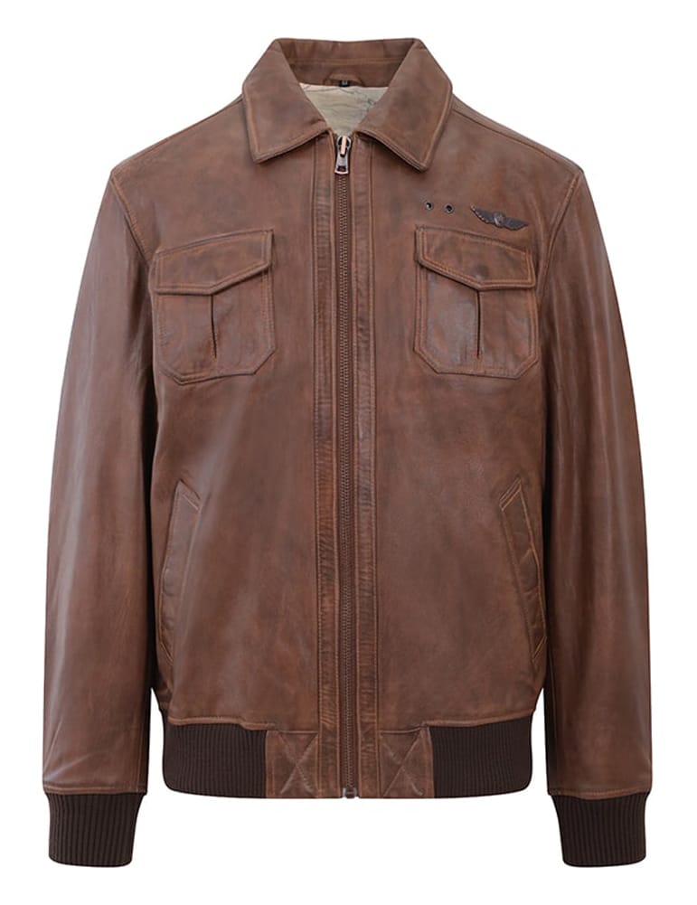 Lambland Men’s Premium Leather Airbourne Style Jacket