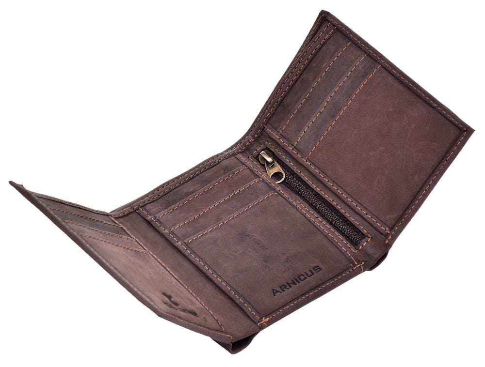 Lambland Men’s Small Distressed Leather Tri-fold Wallet
