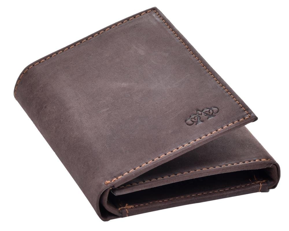 Lambland Men’s Small Distressed Leather Tri-fold Wallet