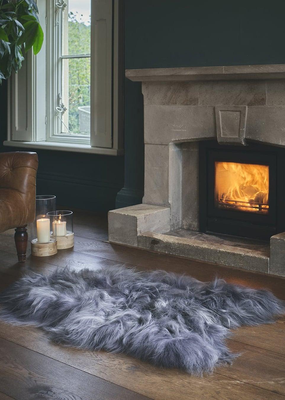 lambland Natural Coloured Long Wool Grey Icelandic Sheepskin