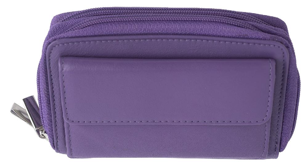 Lambland Real Leather Dual Zip Soft Purse With Front Pocket