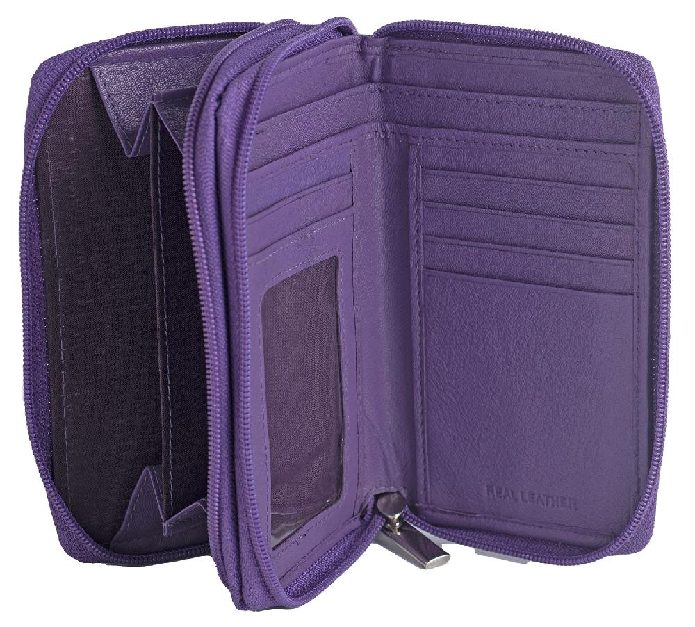 Lambland Real Leather Dual Zip Soft Purse With Front Pocket