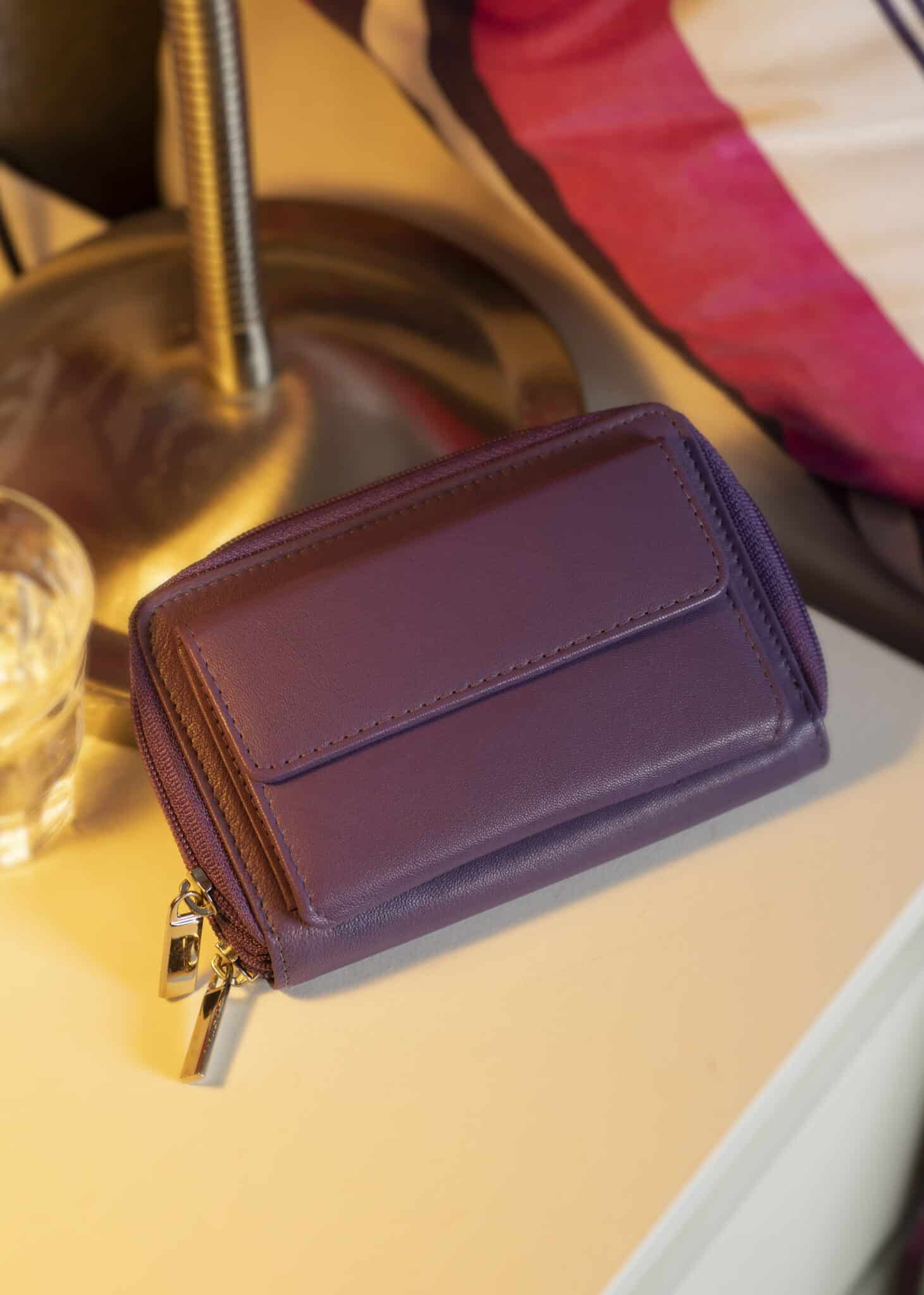 lambland Real Leather Dual Zip Soft Purse with Front Pocket