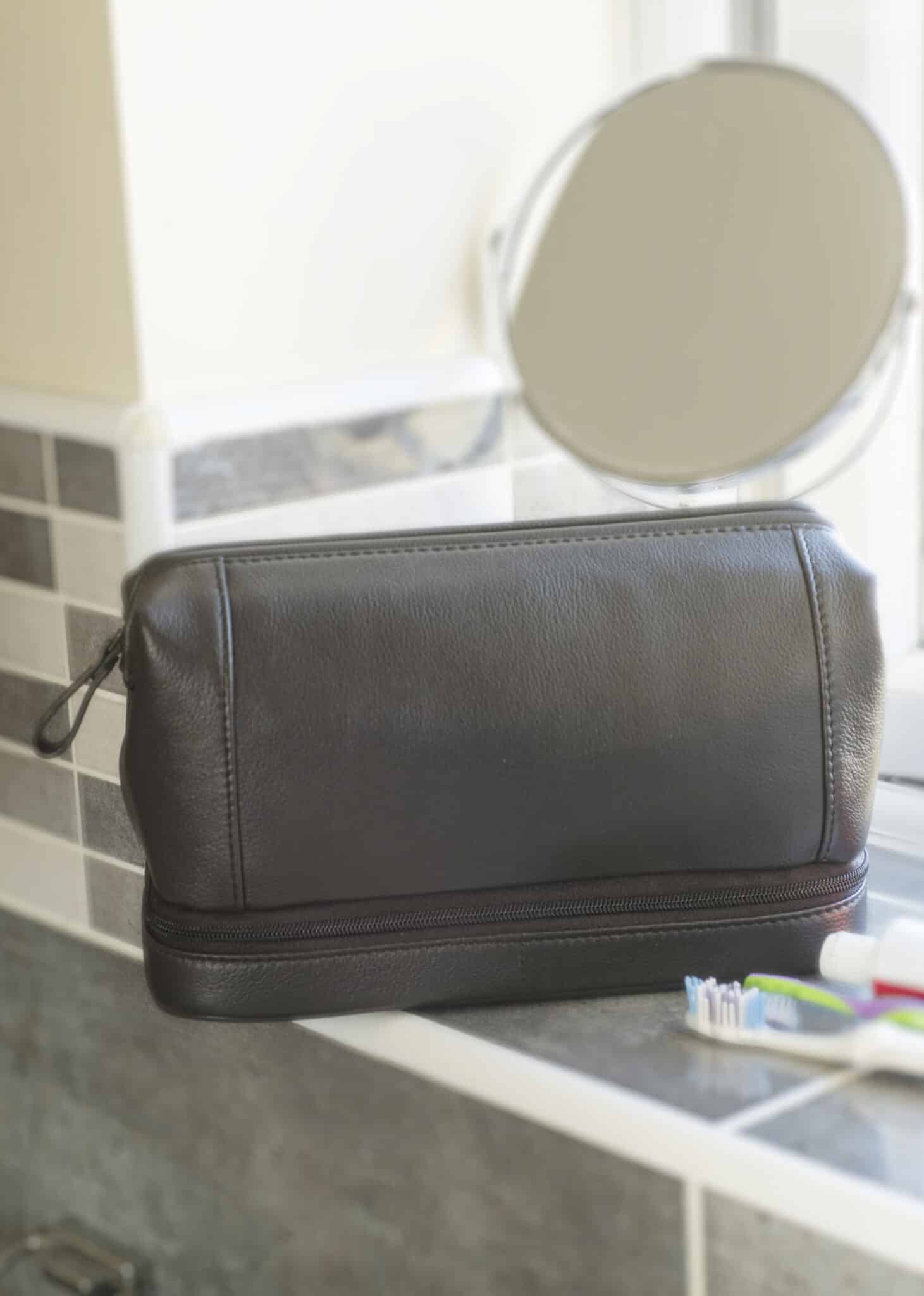 lambland Real Premium Leather Multi Zipped Toiletry Bag