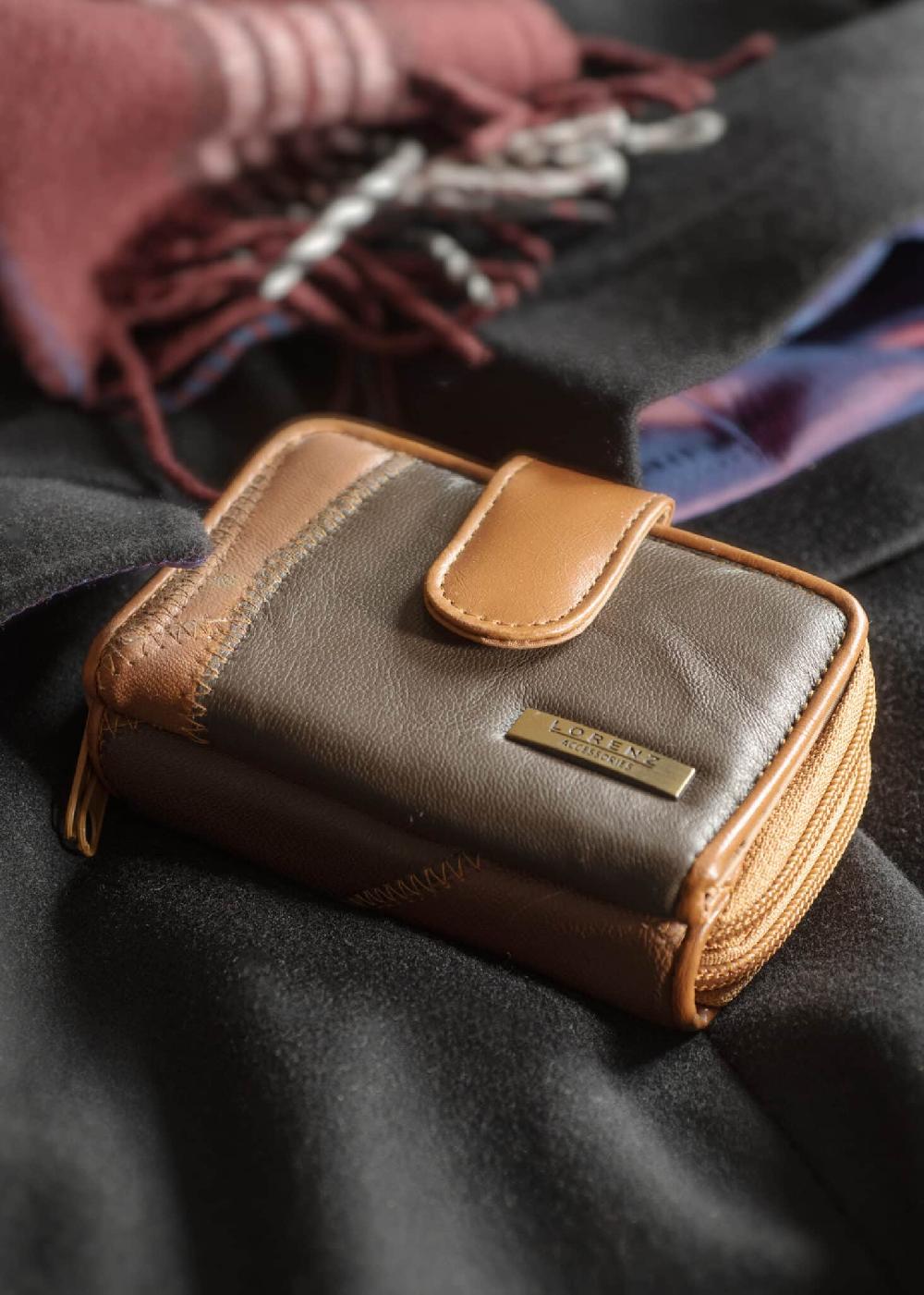 Lambland Small Patchwork Leather Dual Zipped Coin Wallet