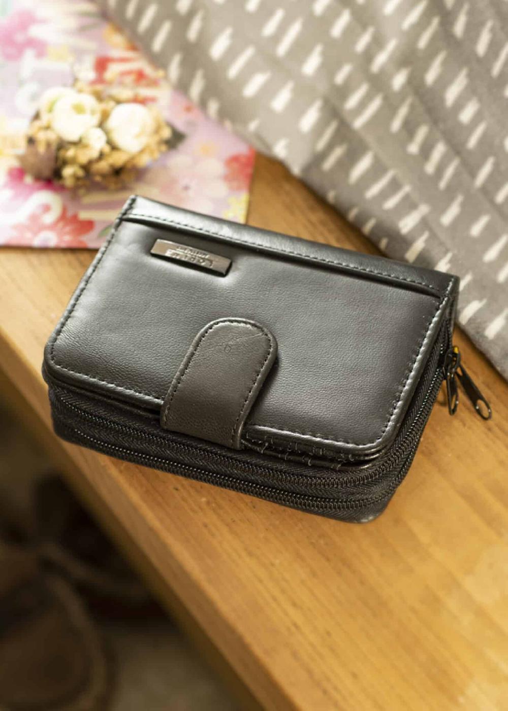 lambland Soft Nappa Leather Double Zip Round Wallet