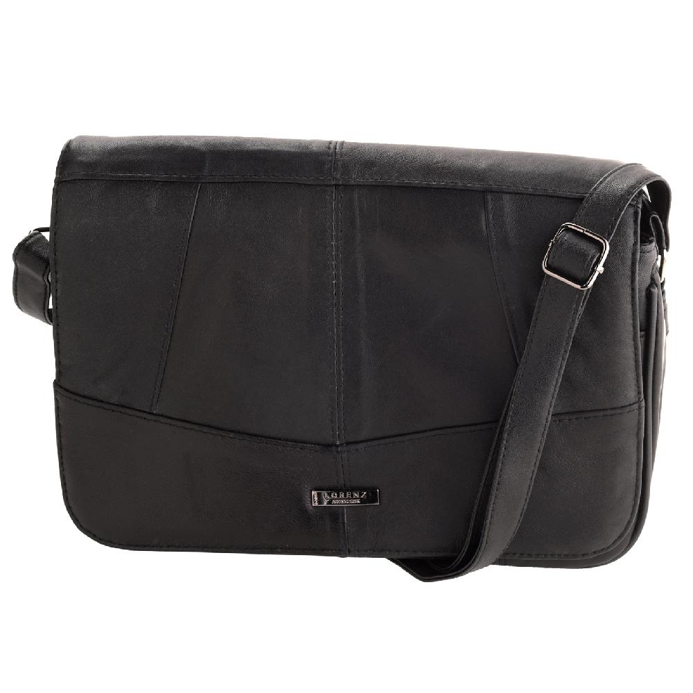 Lambland Soft Nappa Leather Triple Zipped Flap Over Bag