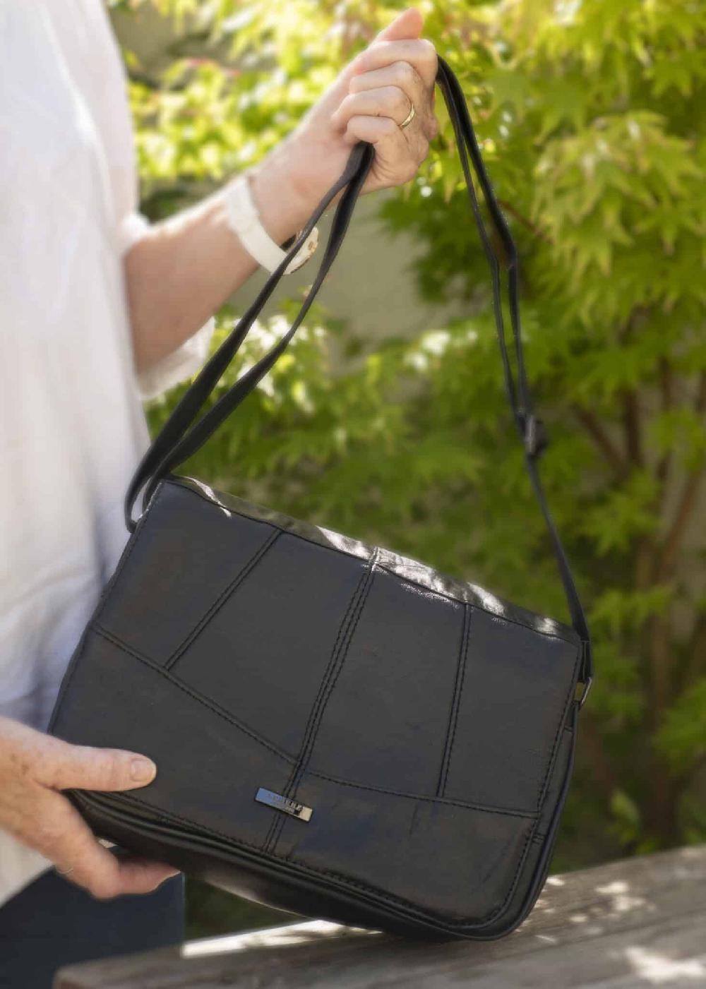 lambland Soft Nappa Leather Triple Zipped Flap Over Bag