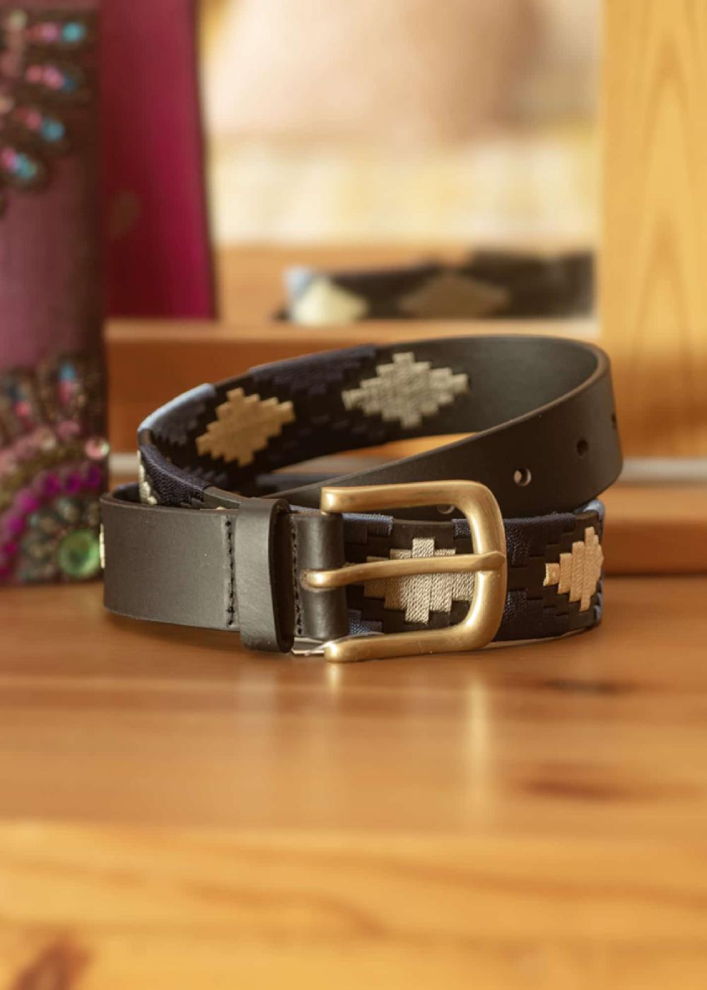 Lambland Unisex Luxury Leather Embroidered Polo Belt