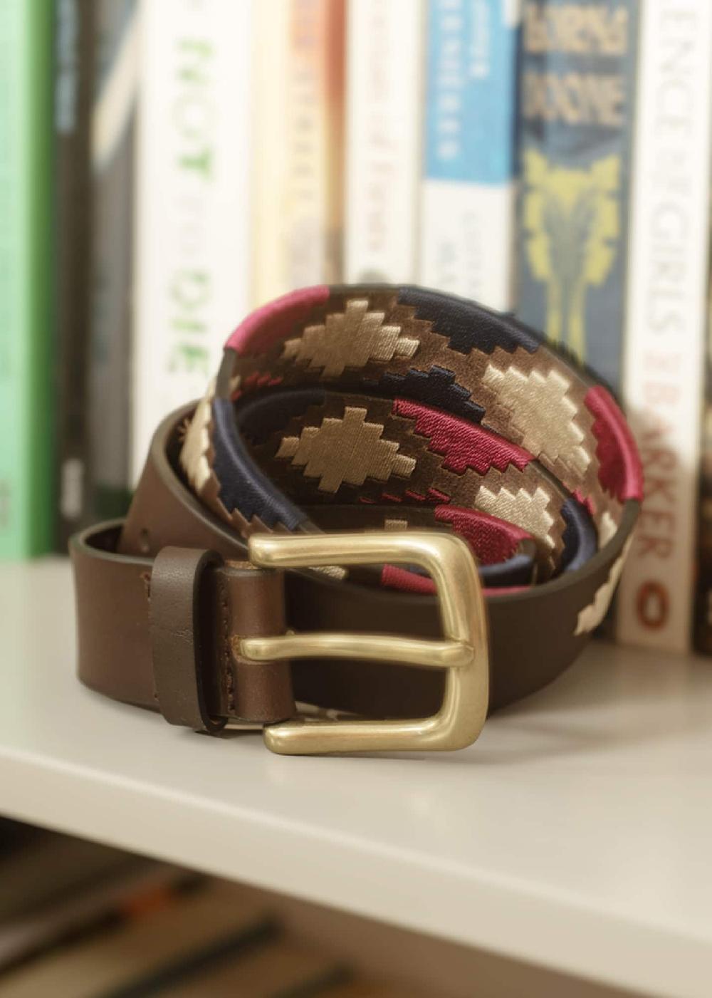 Lambland Unisex Luxury Leather Embroidered Polo Belt