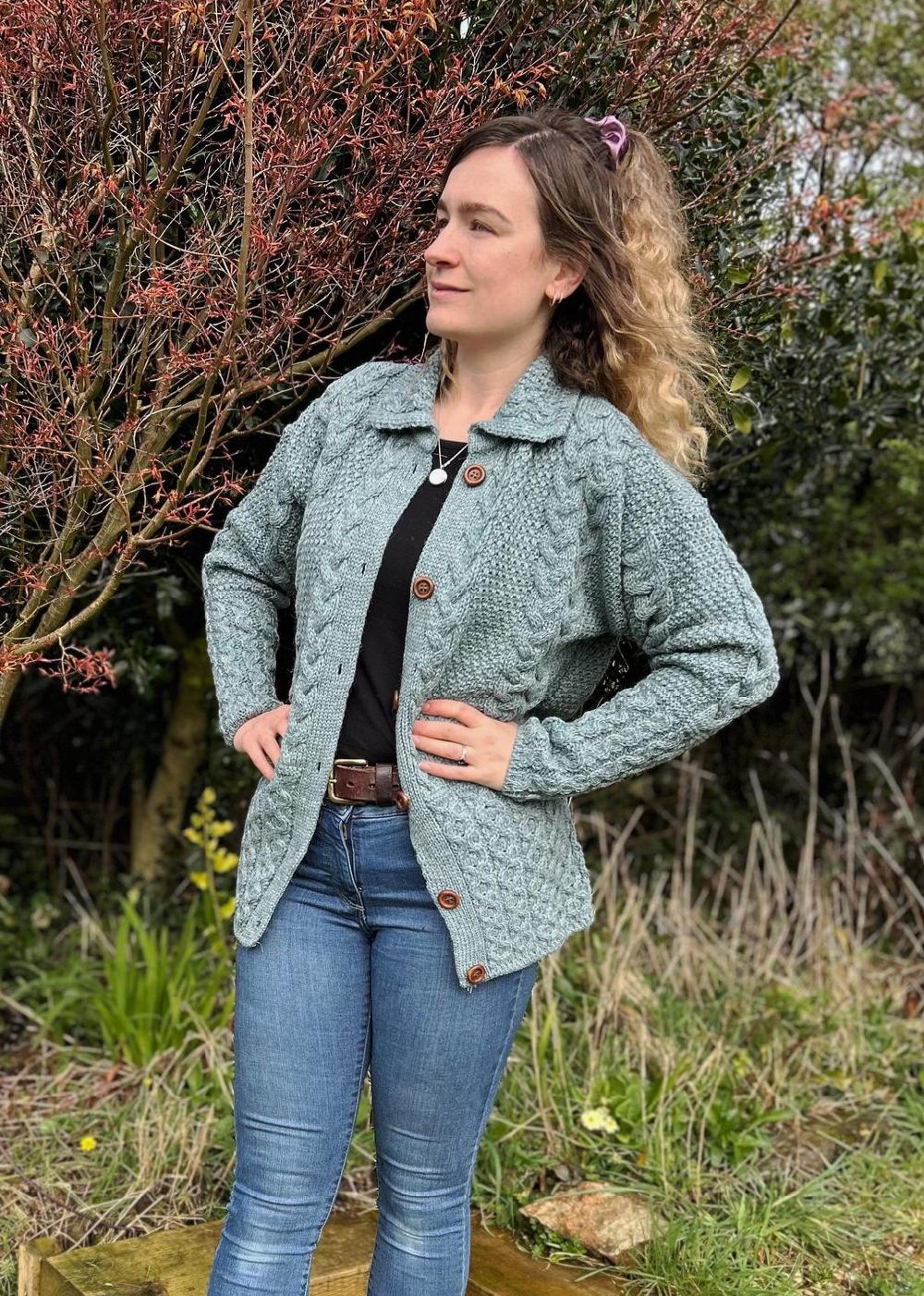 Lambland Women’s 100% British Wool Fly Collar Cardigan