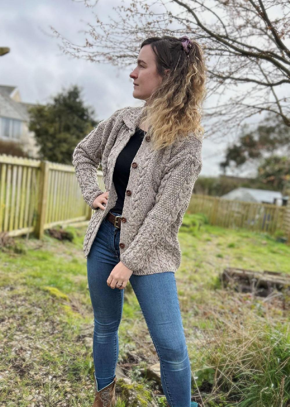 Lambland Women’s 100% British Wool Fly Collar Cardigan