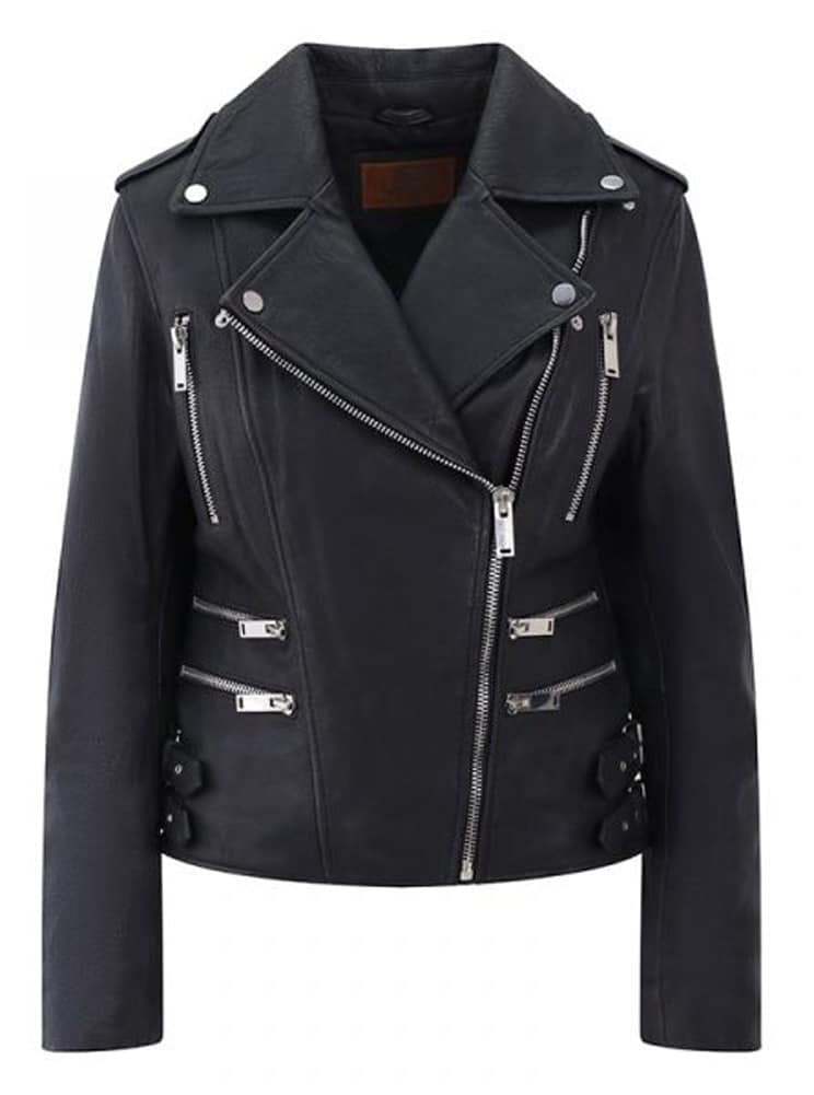 Lambland Women’s Premium Leather Asymmetric Biker Jacket