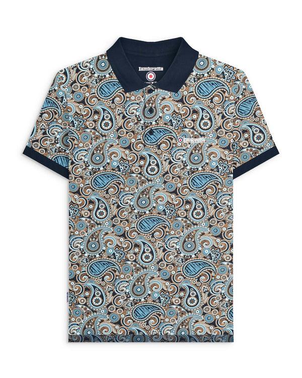 lambretta Big & Tall Paisley Brand Polo Navy/Smoke Blue