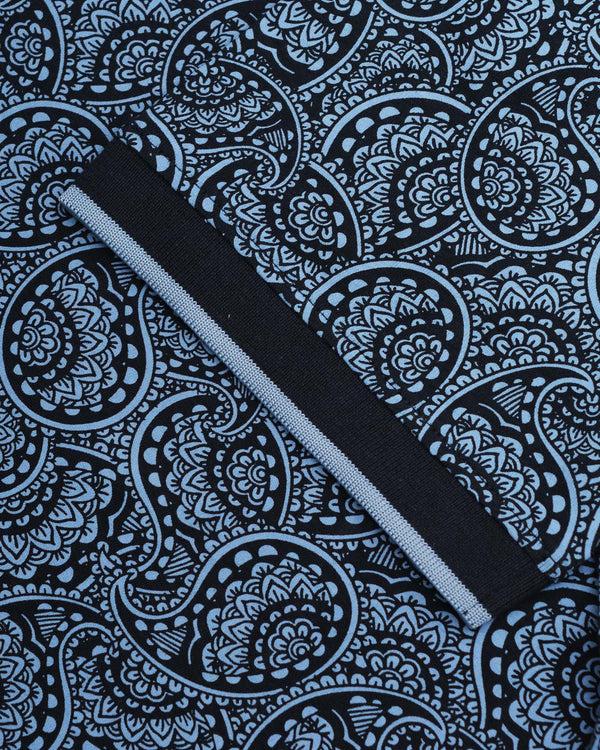 Lambretta Big & Tall Paisley Tonal Polo Navy/Dusky Blue