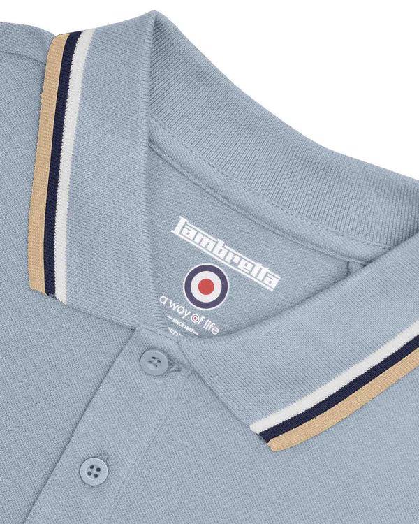 Lambretta Big & Tall Triple Tipped Polo Dusky Blue/White/Navy/Cream