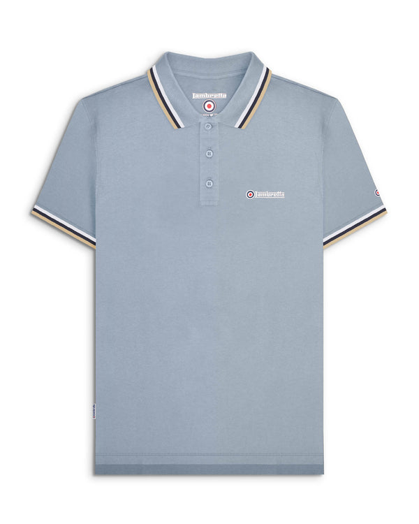 lambretta Big & Tall Triple Tipped Polo Dusky Blue/White/Navy/Cream