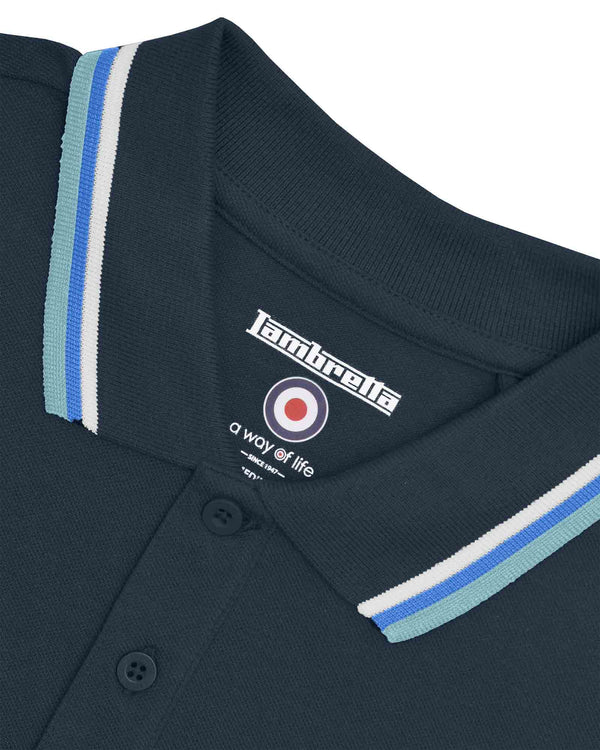 Lambretta Big & Tall Triple Tipped Polo Navy/White/Blue/Smoke Blue