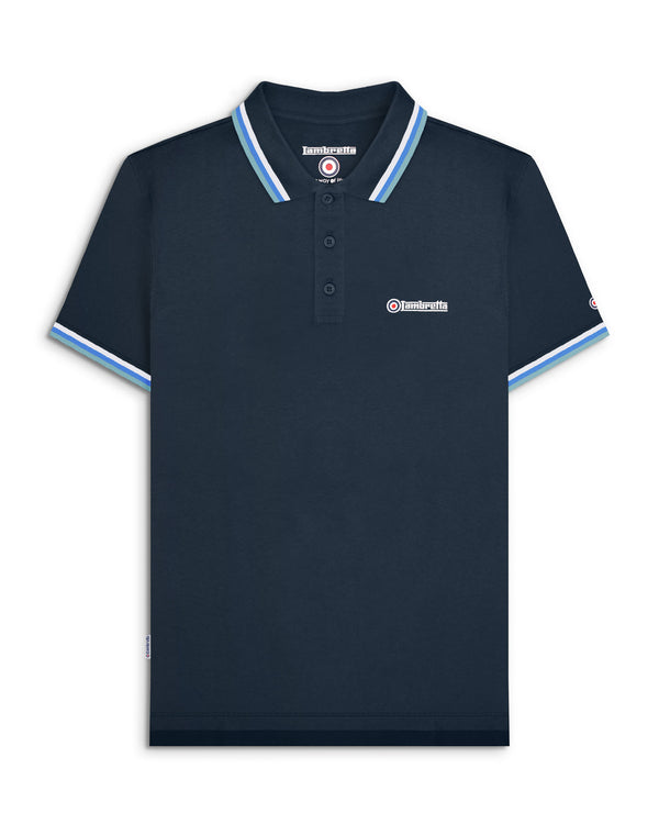 lambretta Big & Tall Triple Tipped Polo Navy/White/Blue/Smoke Blue