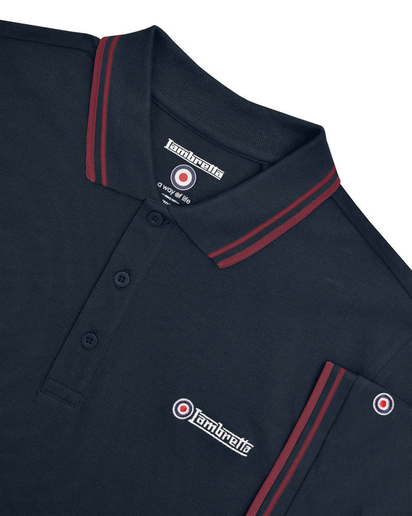 Lambretta Big & Tall Twin Tipped Polo Dark Navy/Burgundy