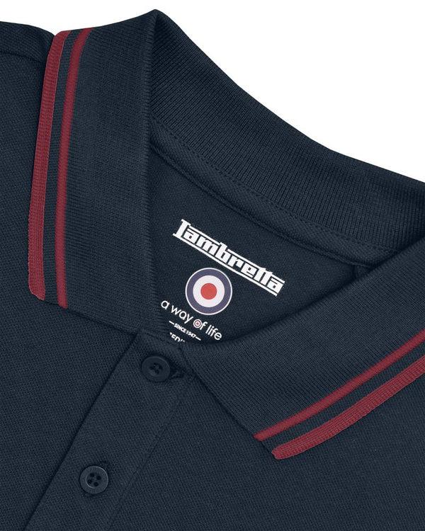 Lambretta Big & Tall Twin Tipped Polo Dark Navy/Burgundy