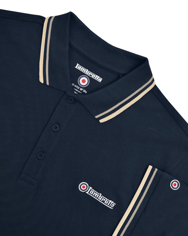 Lambretta Big & Tall Twin Tipped Polo Navy/Cinder/Cream
