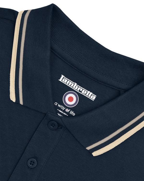Lambretta Big & Tall Twin Tipped Polo Navy/Cinder/Cream