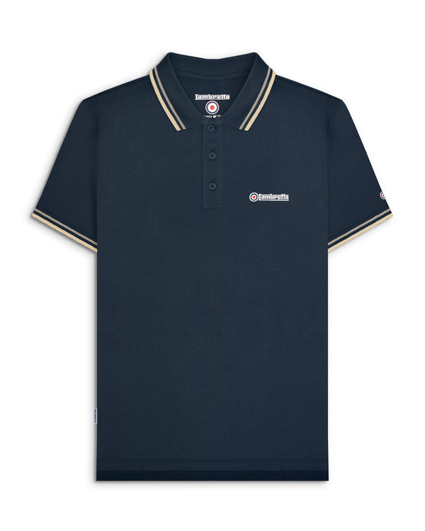 lambretta Big & Tall Twin Tipped Polo Navy/Cinder/Cream
