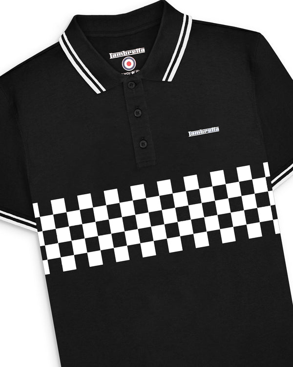Lambretta Big & Tall Two Tone Tipped Polo Black/White