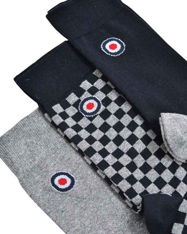 Lambretta 3 Pack Checked Sock Grey/Navy