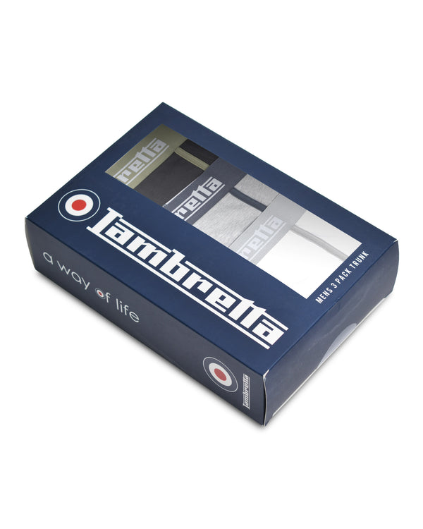 Lambretta 3 Pack Classic Boxer Black/Grey/White