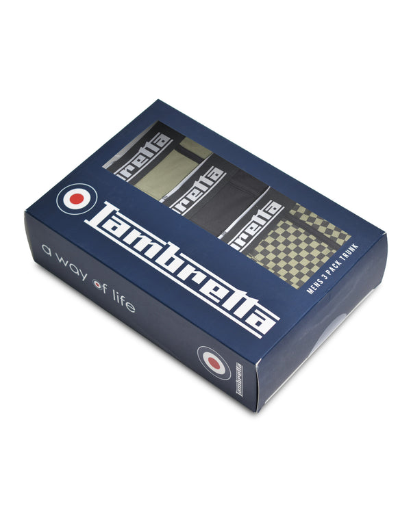 Lambretta 3 Pack Multi Boxer Khaki/Black