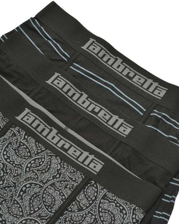 Lambretta 3 Pack Paisley Boxer Black/Grey