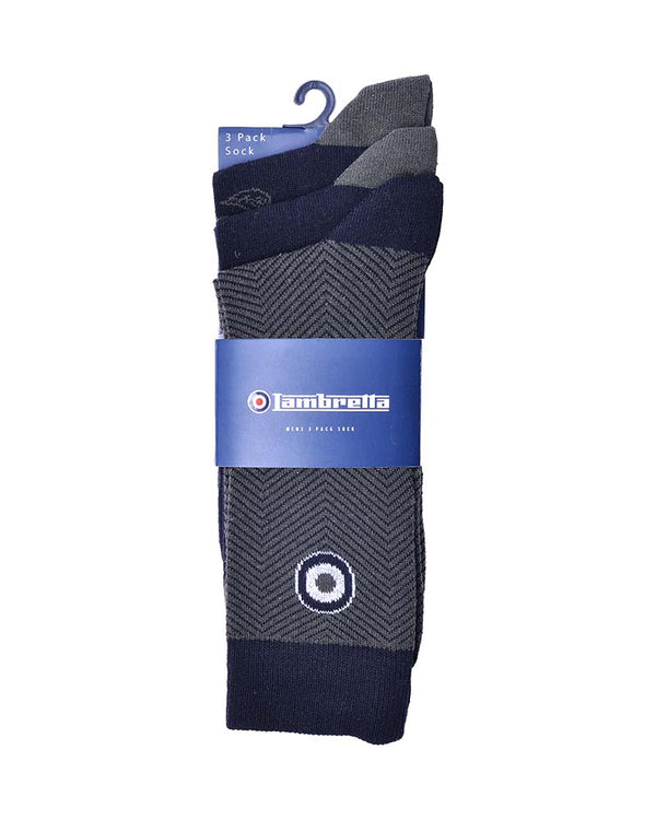 Lambretta 3 Pack Paisley Sock Black/Khaki