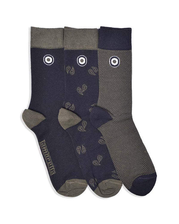lambretta 3 Pack Paisley Sock Black/Khaki