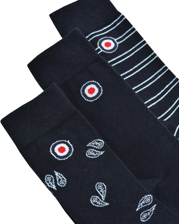 Lambretta 3 Pack Paisley Sock Navy/Sky