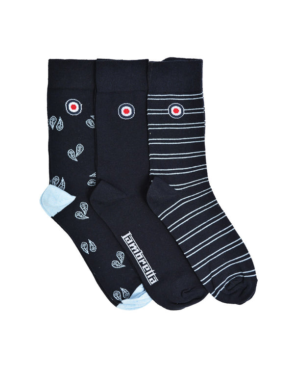 lambretta 3 Pack Paisley Sock Navy/Sky